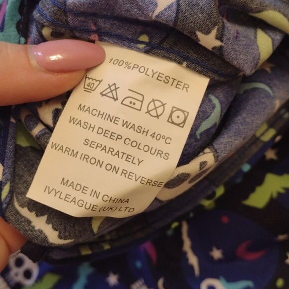 NWOT Simon Banks Halloween buttondown longsleeve shirt blue skull moon print L - Picture 8 of 9